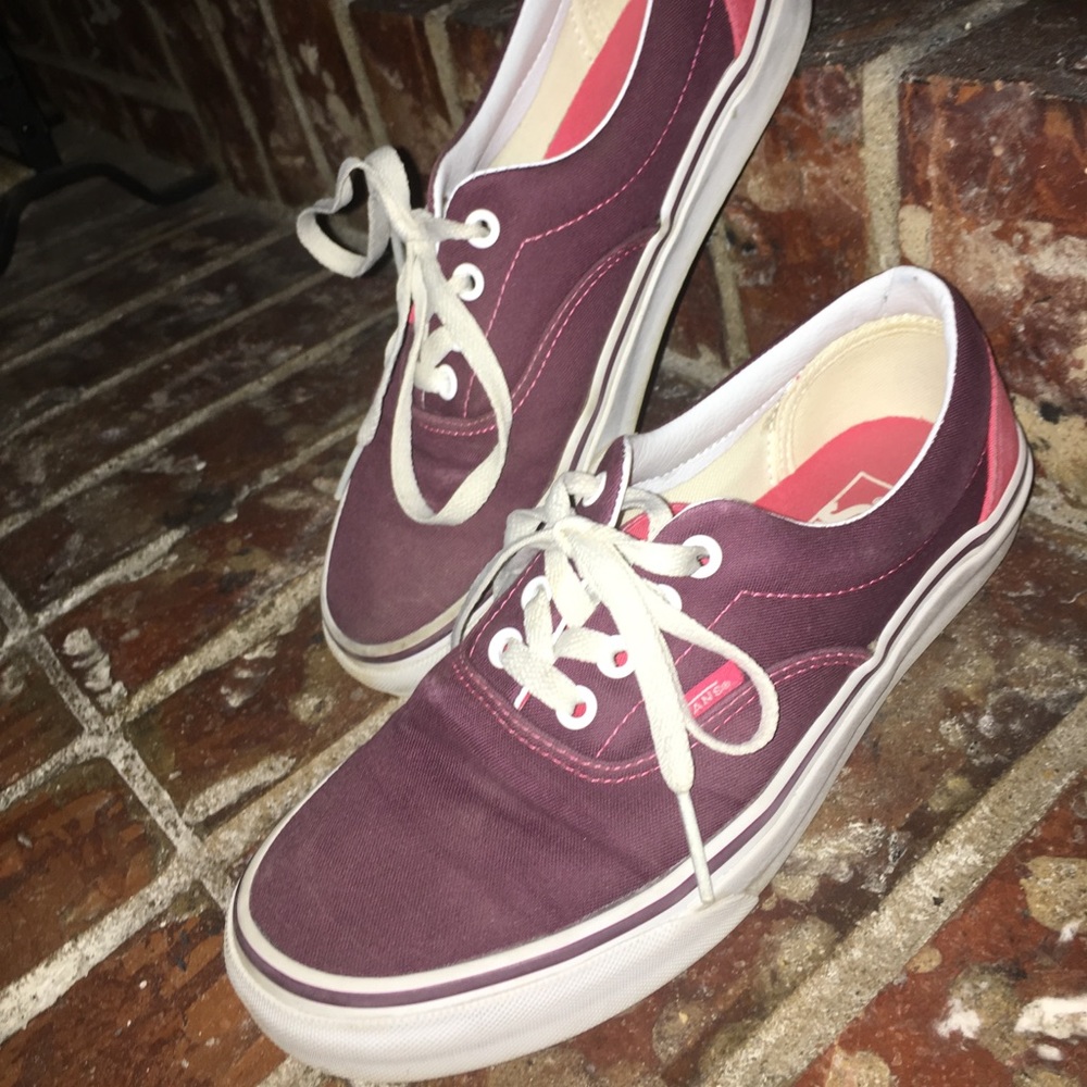 Pink and Maroon/purple two-toned low top Vans